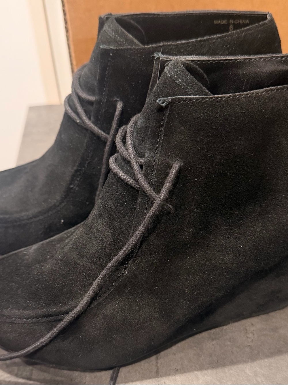 Dolce Vita Black Suede Women's Wedge Ankle Boots